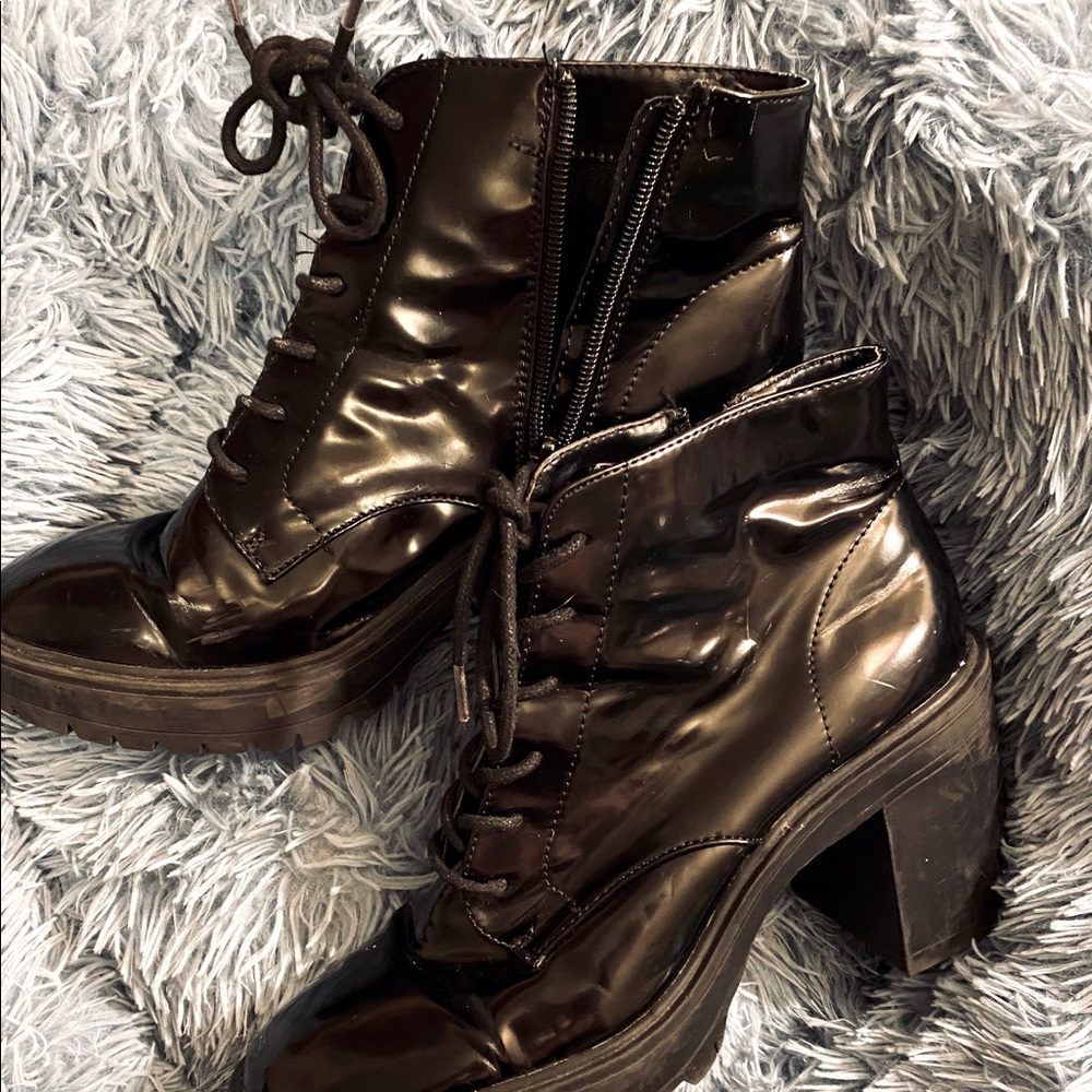 Platform Heeled Combat Boots